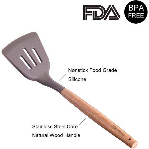 6 PCS with Wooden Handle for Non-Sticker Cookware Heat-Resistant - Picture 6 of 13